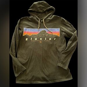 Glacier National Park hooded long sleeve shirt black small